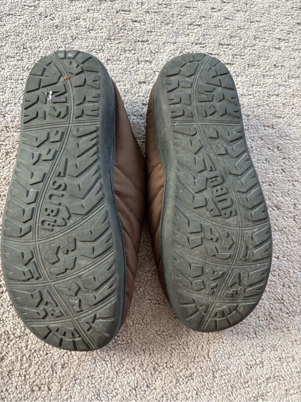Men's Brown Quilted Slip-On House Shoes with Green Insole